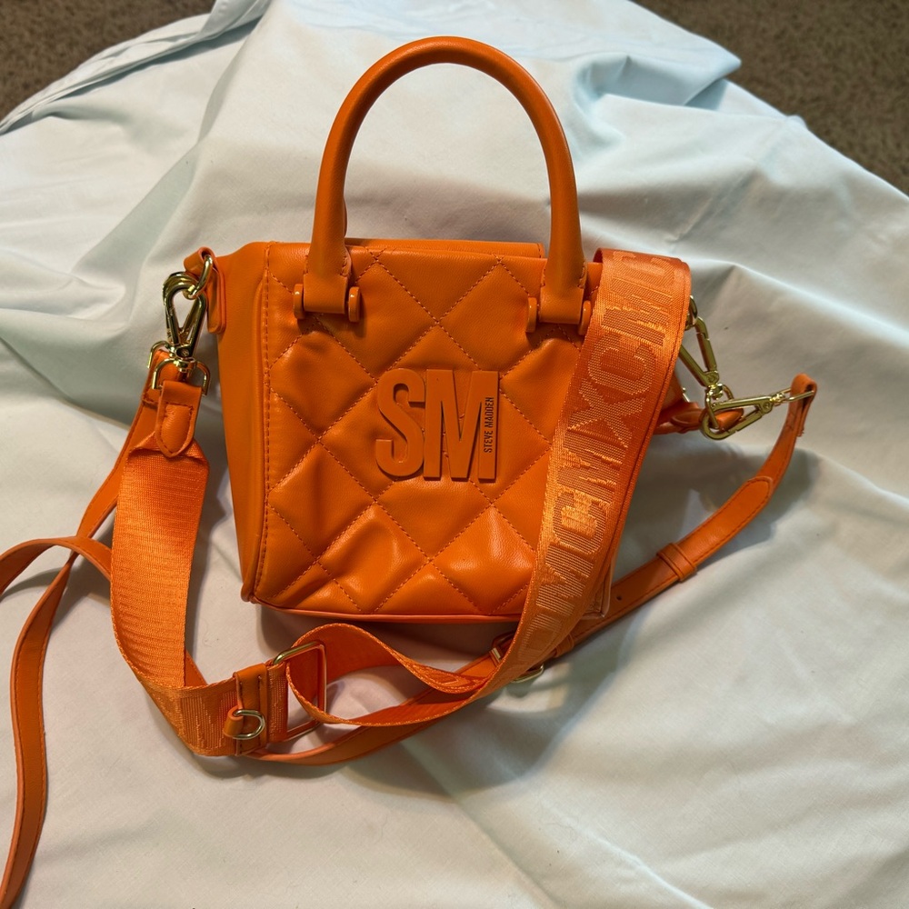 Steve Madden Orange Mini Bag with Quilted Design